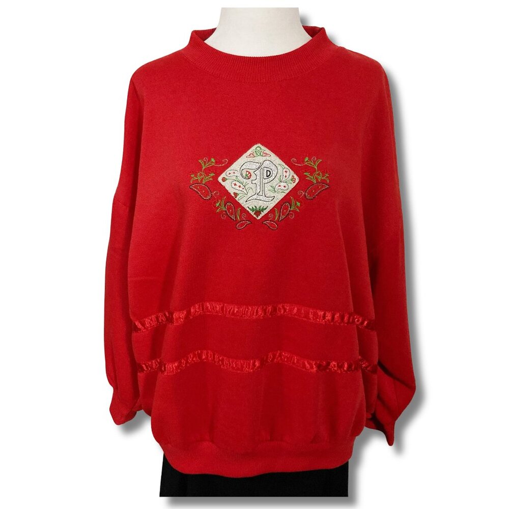 VINTAGE Red plus size monogrammed letter P sweatshirt ~ Paisley 2X XXL 3X top